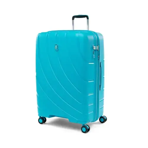 Front. Atlantic - Atlantic Convertible Medium to Large Checked Expandable Hardside Spinner - Surf Teal.