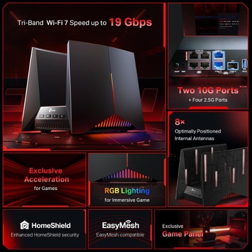 TP-Link BE19000 Tri-Band Wi-Fi 7 Gaming Router - Black/Red GLOBAL SHIPPING