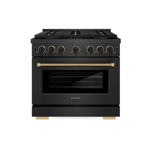 ZLINE - Designer 36 in. 5.2 cu. ft. Manual Clean Freestanding DuoPro Gas Range in Black Satin with Black and Bronze Accents - Black Satin Stainless Steel