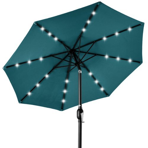 Best Choice Products - 10ft Solar LED Lighted Patio Umbrella w/ Tilt Adjustment, UV-Resistant Fabric - Cerulean-Front_Standard 