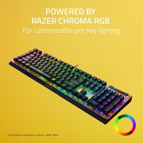 Razer BlackWidow V4 X Full Size Wired Mechanical Green Clicky Switch Gaming Keyboard with Chroma RGB Backlighting - Pokémon Edition WORLDWIDE DELIVERY