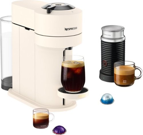 Nespresso - Vertuo Next Premium Coffee and Espresso Maker by Breville with Aeroccino Milk Frother, Dark Chrome - Creamy White