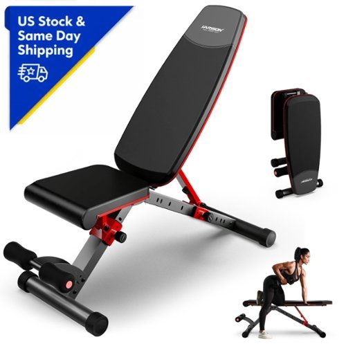 HARISON - Foldable Weight Bench for Home Gym, Adjustable Workout Bench Press with Leg Extension (BB608G) - Black-Front_Standard 