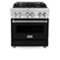 ZLINE - 30" Legacy Dual Fuel Range with 4 Burner Cooktop & Electric Oven with Door (RA-BLM-30) - Black Matte-Front_Standard