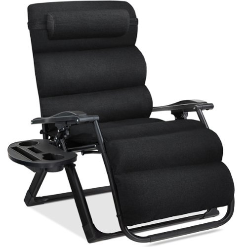 Best Choice Products - Oversized Zero Gravity Chair, Folding Recliner w/ Removable Cushion, Side Tray - Onyx Black-Front_Standard 