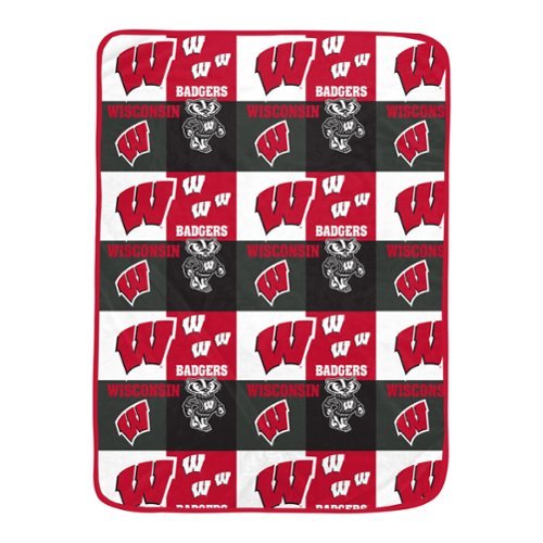 Pegasus - Wisconsin Badgers 66" x 95" Oversized Graphic Grid Ultra Cozy Blanket - Multicolor-Front_Standard 