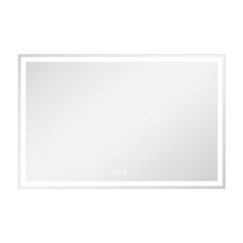LOVMOR - 55 x 36 Inches Tempered Glass LED Bathroom Mirror with Anti-Fog & 3-Color Dimmable Lighting - Silver