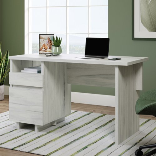 Sauder - Porto Palma Single Ped Desk Ha - SGS Laminate Haze Acacia-Front_Standard 
