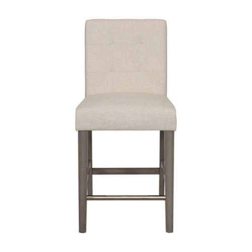 CorLiving - Leila Fabric Square Tufted Counter Height Barstool - Beige