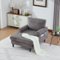 Trinkets Crazed - Chenille Fabric Chaise Lounge Recliner Single Sofa Living Room Bedroom Rest Chair Wooden Sofa Legs - Dark Gray-Front_Standard