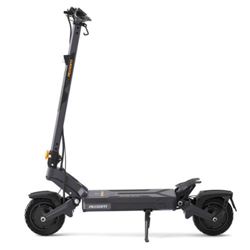 Ausom - DT2 Pro Foldable Electric Scooter w/ 71 mi Max Operating Range & 42 mph Max Speed, Dual 1100W Motors, 3 Speed Modes - Gray & Yellow-Front_Standard 