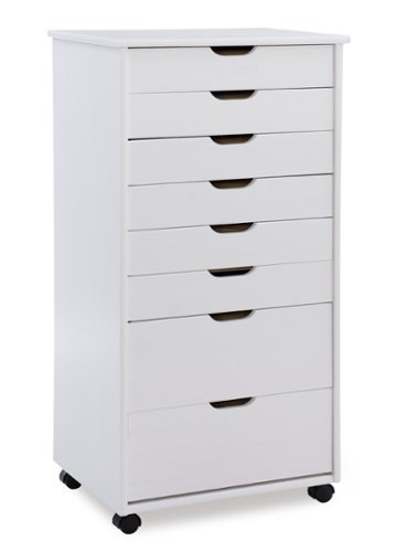 Linon Home Décor - Monte Eight-Drawer Rolling Storage Cart - Whitewash-Front_Standard 