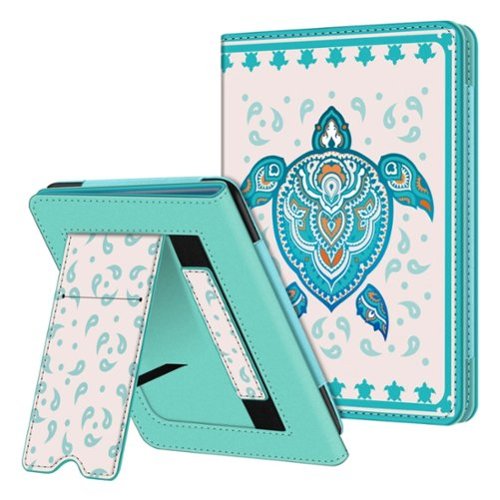 Kitcheniva - 7" Kindle Paperwhite Case 12th/11th Gen 2024/2021 Foldable Stand Cover - Green Sea Turtle-Front_Standard 