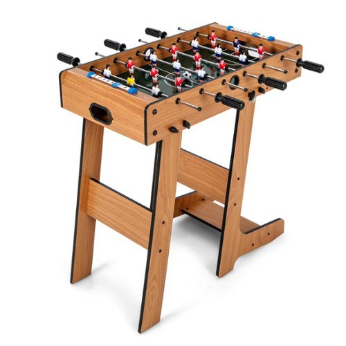 Costway Foldable Football Table Space Saving Soccer Game Indoor Sports for Party Bar - Natural BUY ONLINE