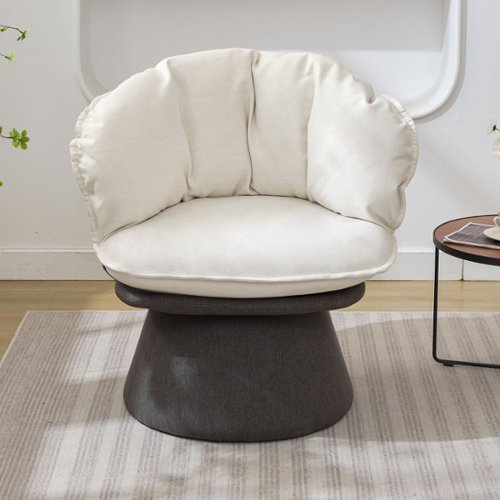 Bestier - Modern Comfy 360° Swivel Accent Chair with Removable Cushion - White-Front_Standard 