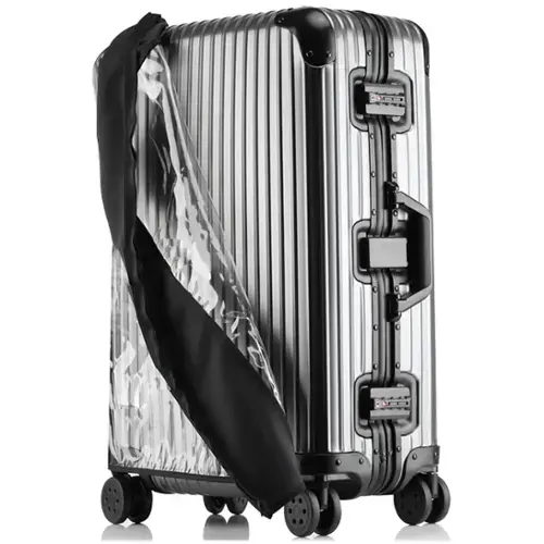 Front. ESBANY - Transparent PVC Suitcase Cover, No Disassembly Required Clear Luggage Protector Suitcase Cover - Black.