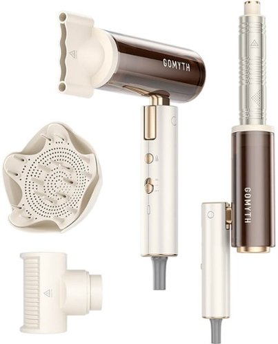 Gomyth - 5-in-1 Hair Dryer & Multi-Styler, 1300W High-Speed Ionic Hair Blower, No Heat Damage, Foldable & Dual Voltage for Travel - Pearly White & Brown-Front_Standard 