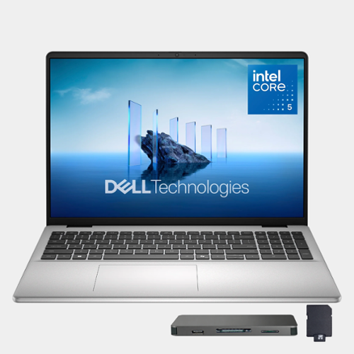Dell - 16" FHD+ Touchscreen Laptop,Intel Core 5 120U,8GB RAM,512GB SSD+1TB Dock Set,Backlit Keyboard,Win 11 - Silver-Front_Standard 