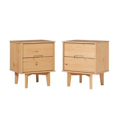 Walker Edison - Retro 2-Piece 2-Drawer Nightstand Set - Natural Pine-Front_Standard 