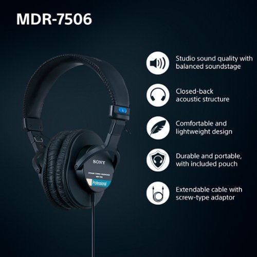 Sony Professional Studio Headphones - Black WORLDWIDE DELIVERY