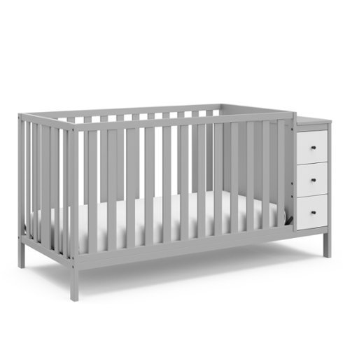 Storkcraft - Malibu 3-in-1 Customizable Convertible Storage Crib - Pebble Gray/White-Front_Standard 