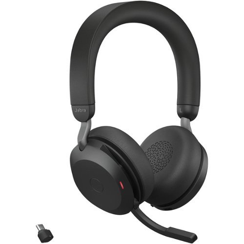 Jabra - Evolve2 75 Wireless On-ear Stereo Headset - USB-C - Unified Communication - Black - Binaural - Ear-cup - 3000 cm - Blue-Front_Standard 