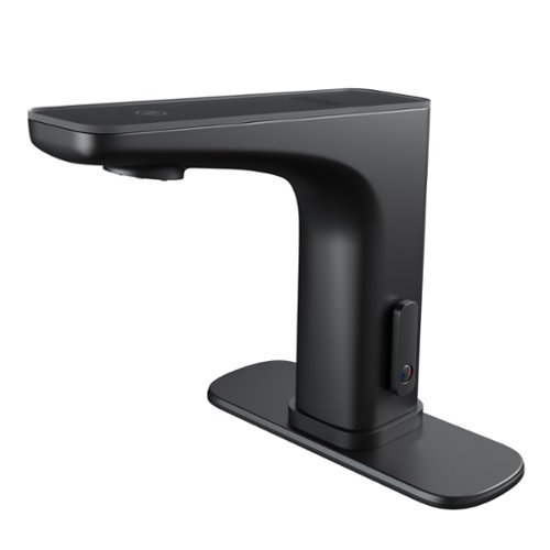 Mondawe - Dual-Sensor Touchless Bathroom Sink Faucet with Temperature Display - Matte Black-Front_Standard 