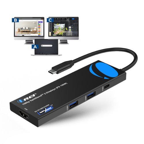 Orei - 1080p SplitXtend 2-Displays PD 100W - SX-2C1080-D100W - Black-Front_Standard 