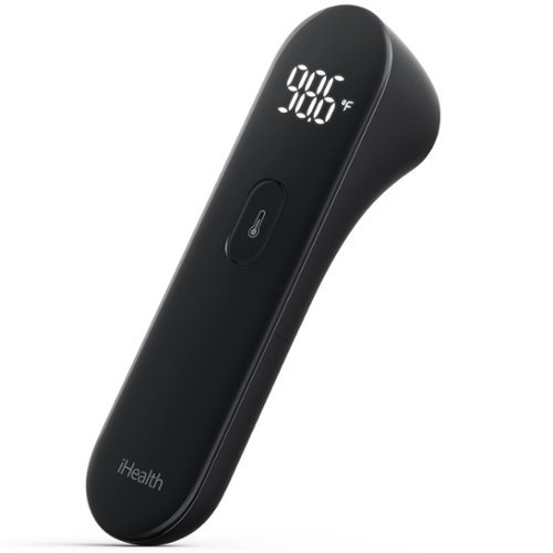  iHealth - No-Touch Forehead Thermometer for Adults, Kids, Babies, Quiet Vibration Feedback, Large LED Digits - Black