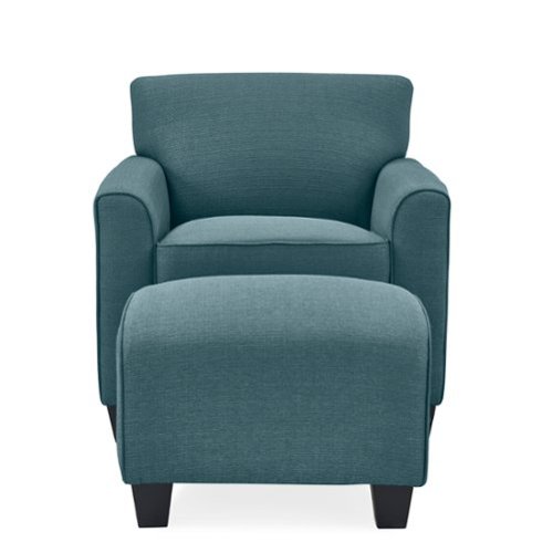 Handy Living - Leonardo Transitional Linen Arm Chair and Ottoman - Blue-Front_Standard 