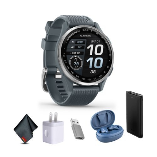 Garmin - Approach S44, Silver/Twilight Silicone GPS Golf Smartwatch Bundle - Silver - (2025)-Front_Standard 
