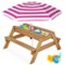 Best Choice Products - Kids 3-in-1 Outdoor Sand and Water Activity Picnic Table with Umbrella - Natural/Dark Pink-Front_Standard
