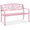 Best Choice Products - Outdoor Steel Bench Garden Patio Porch Furniture w/ Floral Design Backrest - Pink-Front_Standard
