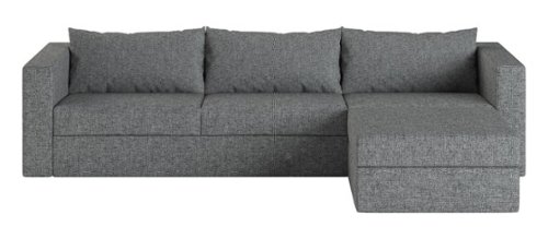Elephant in a Box - 3-Seat Fabric Long Chaise-ish Sofa - Gray-Front_Standard 