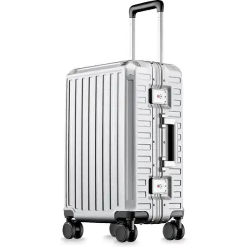 Front. LUGGEX - LUGGEX 20 Inch Carry On Luggage Aluminum Frame Zipperless Hardside PC Suitcase 8010S - ZX-Core - Silver.