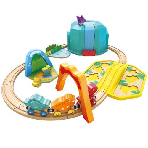 Hape - Hape: Dinosaur Train Bucket Set - 27pc, Wooden Train & Puzzle Toy,18 Months+