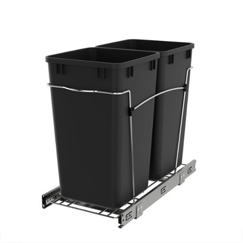Rev-A-Shelf - Double Pullout Trash Can 27 qt. for Kitchen, RV-15KD-18C S - Black-Front_Standard 