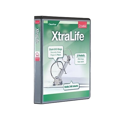 Cardinal - XtraLife ClearVue Heavy Duty 1" 3-Ring Non-View Binders, D-Ring - Black