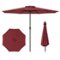 Costway - 12 FT Patio Umbrella Outdoor Market Umbrella with Crank Handle 8 Sturdy Ribs - Red-Front_Standard