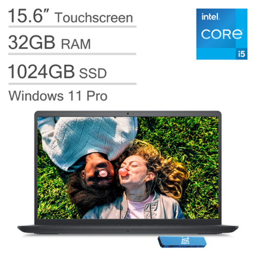 Dell - Inspiron 15 3520 15.6" FHD Touchscreen Laptop - Intel Core i5 with 32GB Memory - 1TB SSD - Numeric Keypad - Win 11 Pro - Black-Front_Standard 