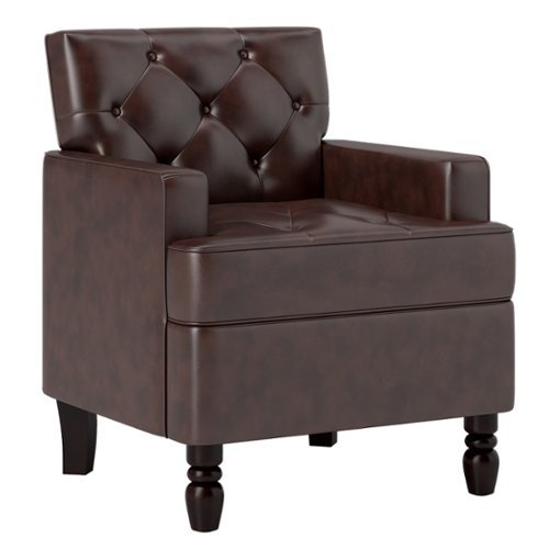 Bestier 26.3'' Wide Classic Soft Vegan Leather Upholstered Tufted Arm Accent Chair with Solid Leg - Brown