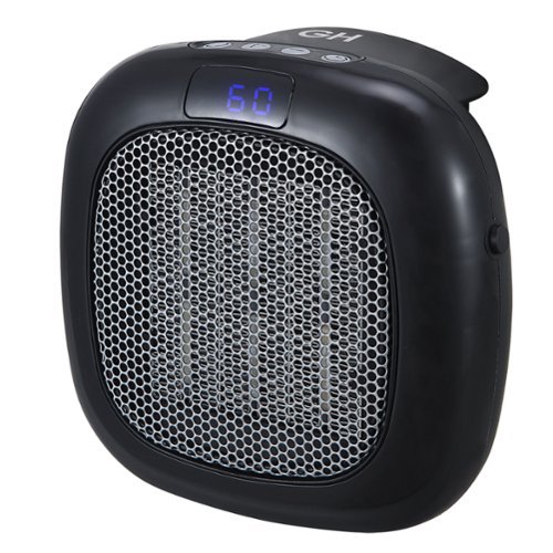 Good Housekeeping - Wall-Mount Indoor Mini Space Heater w/ Thermostat, 750W, Black - White-Front_Standard 