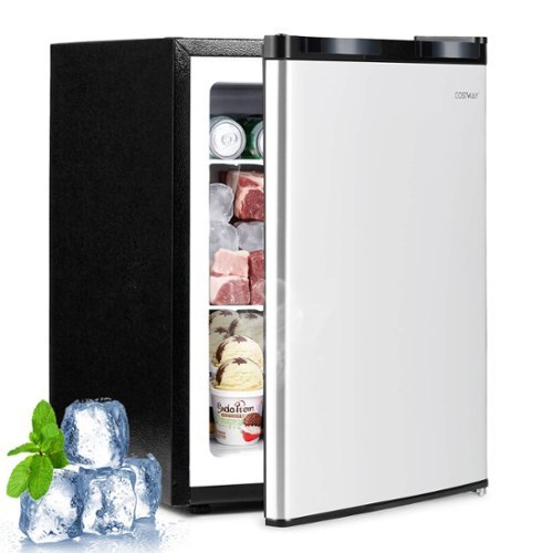 Costway - 2.1 Cu.Ft Small Freezer, Compact Upright Mini Freezer w/Reversible Single Door, 7 Adjustable Thermostat - Silver-Front_Standard 