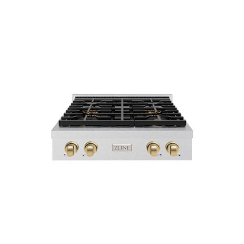 ZLINE - Autograph 30 in. Satin Steel Paramount Built-In Gas Cooktop w/ 4 DuoPro Burners and Bronze Accents (PSRTSZ-30-CB) - Stainless Steel-Front_Standard 