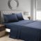 MarCielo - 4-Pieces Soft Striped Bed Sheets with 18 inches Deep Pocket - Navy-Front_Standard