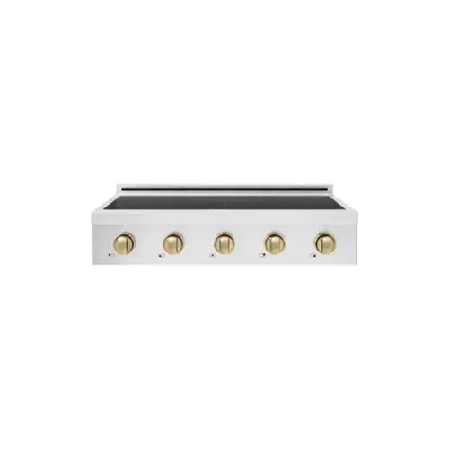 Front. ZLINE - Autograph 36 in. Paramount Built-in Electric Induction Rangetop with 5 Elements in Stainless Steel and Champagne Accents - Stainless Steel.
