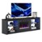 Bestier - 75-Inch LED Fireplace TV Stand in Tempered Glass Shelves and Open Storage Cabinet - Black Marble-Front_Standard 