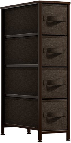 Sorbus - Narrow Dresser with 4 Drawers, Vertical Slim Storage Chest of Drawers with Steel Frame - Brown-Front_Standard 