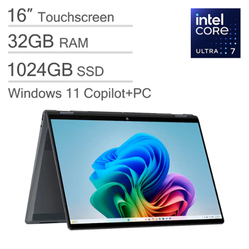 HP - OmniBook X Flip 2-in-1 - Copilot+ PC - 16" FHD+ Touch-Screen Laptop - Intel Core Ultra7 258V '24 - 32GB Memory - 1TB SSD - Eclipse Gray-Front_Standard 
