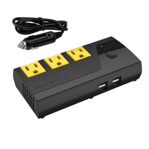 Stock Preferred - 200W Portable Power Inverter with 4 USB Ports - Black-Front_Standard 